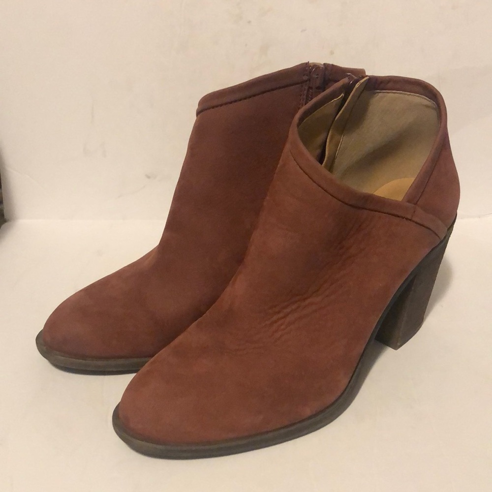 Lucky Brand Brown Salza Suede Leather Ankle Booties